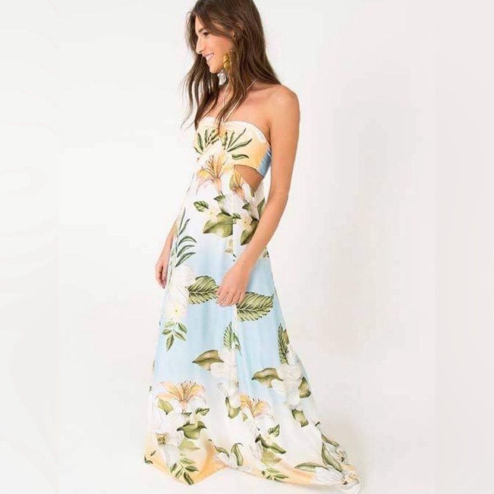 NEW FARM RIO  Multicolored Floral Tropical Printed Brazil Exclusive Maxi Dress